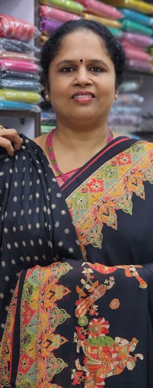 Black color ASD837 Chiffon sarees