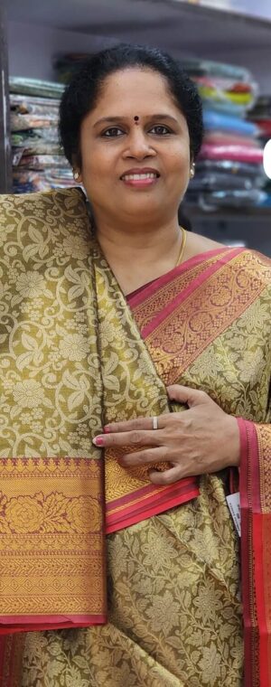 Cream with Red border ASD740 Semi Bridal silk sarees