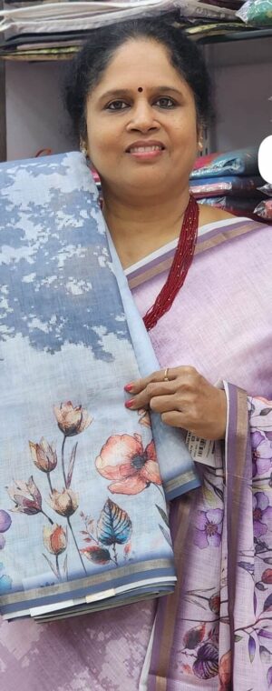 Light Bluish grey color ASD680 Semi Chanderi cotton