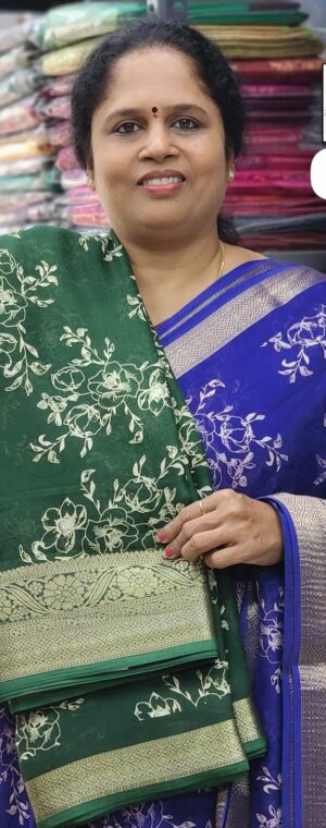 Dark Green color ASD768 chiffon sarees