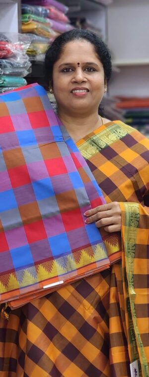 Blue with dull red color ASD753 Polycot sarees