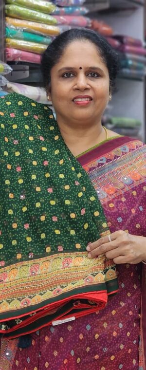 Green color ASD887 Chiffon sarees