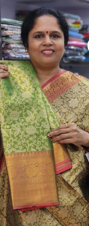 Green with Red border ASD742 Bridal semi silk sarees