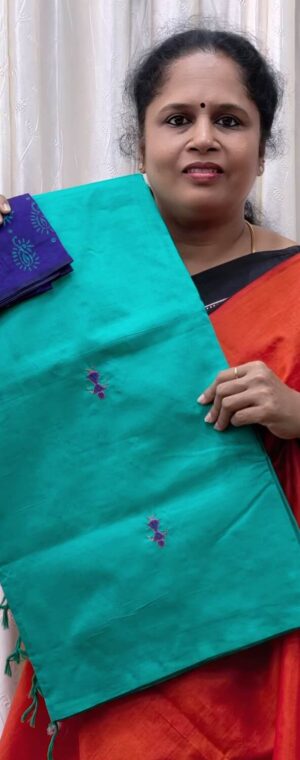 Pale light blue color ASE95 Semi Silk Cotton saree