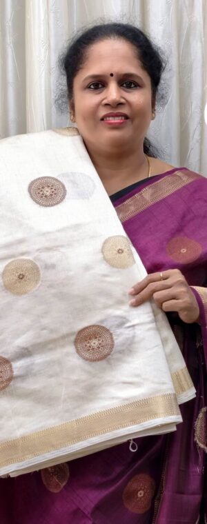 White color ASE132 Semi Tussar saree