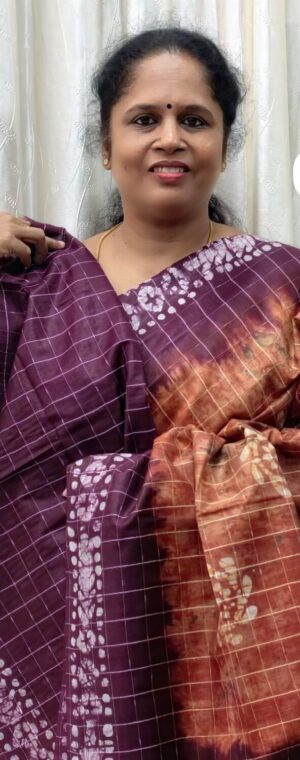 Light Mustard with magenta ASE170 Tussar by cotton saree