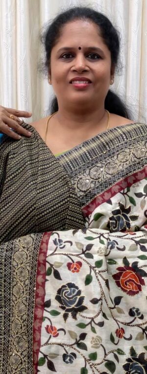 Off-white with black border ASE44 Fancy cotton saree