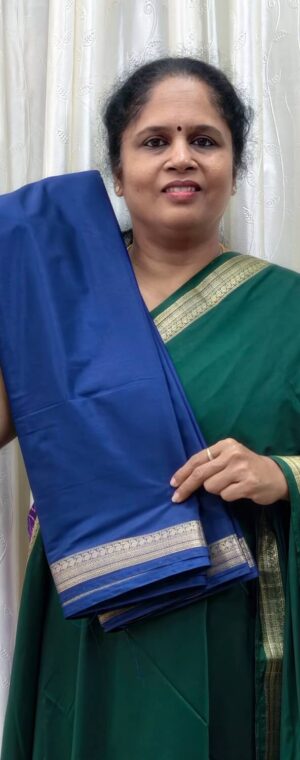 Blue color ASE201 Semi Mysore crepe