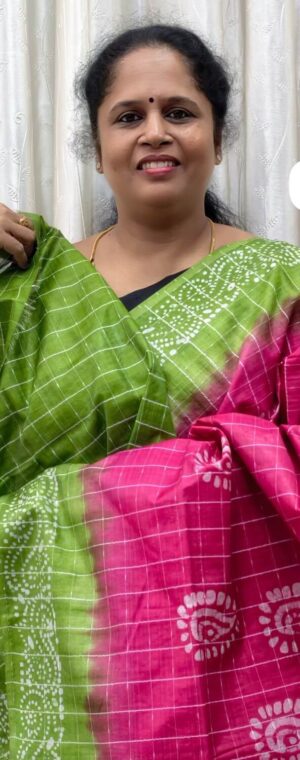 Pale pink with green ASE154 Tussar by cotton saree