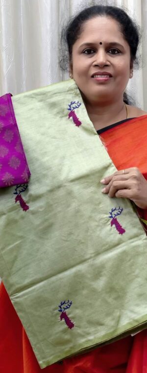 Light green color ASE100 Semi Silk Cotton saree