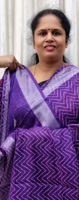 Purple color ASE112 Soft linen cotton saree