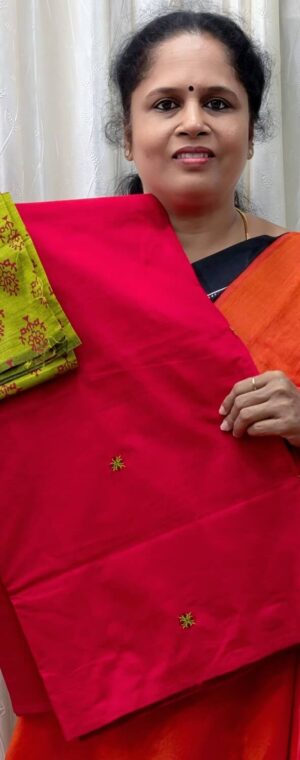 Red color ASE99 Semi Silk Cotton saree