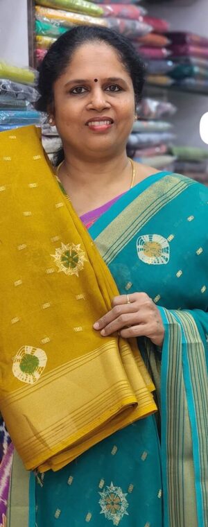 Mustard color ASD947 Chiffon saree