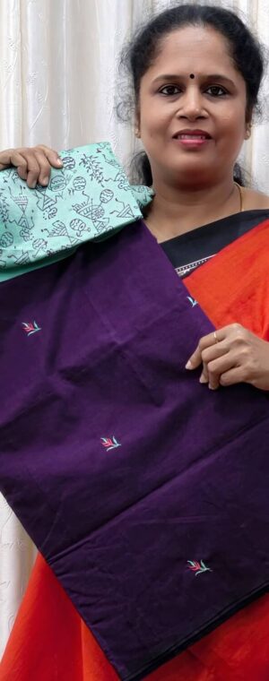 Purple color ASE103 Semi Silk Cotton saree