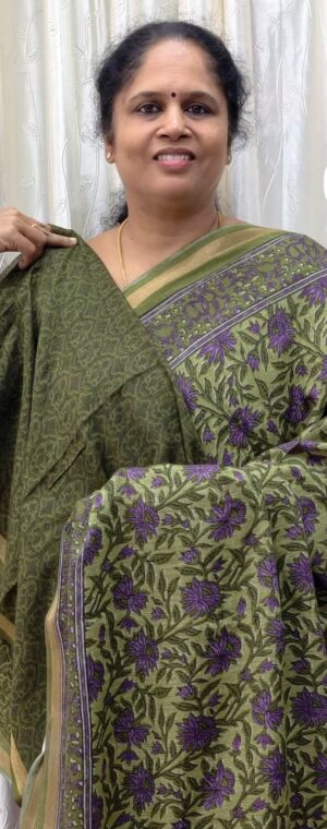 Olive Green Color Soft Malai Cotton Saree | ASE147