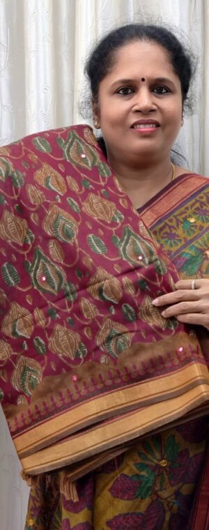 Maroon color ASE128 Malai cotton saree