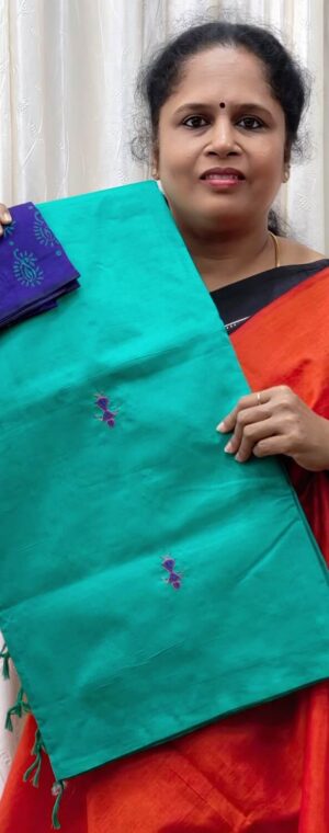 Sky blue color ASE104 Semi Silk Cotton saree