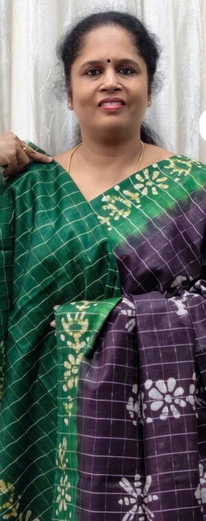 Light purple with green ASE182 Tussar by cotton saree