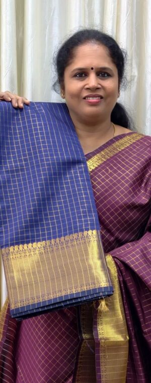 Ink blue color ASE62 Semi Silk saree