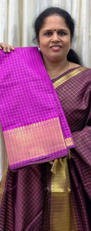 Dark pink color ASE65 Semi Silk saree