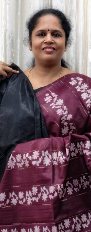 Magenta with black ASE162 Tussar by cotton saree
