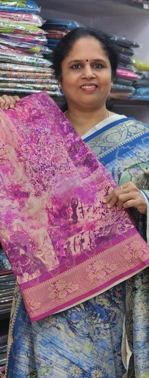 Dark pink color ASD956 Semi Tussar saree