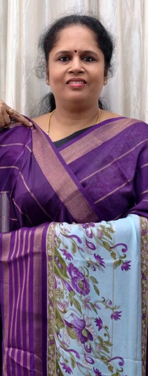 Purple color ASE106 Semi crepe saree