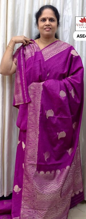 Magenta color Semi Raw silk | ASE435