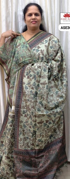 Light Green Color Semi Tussar | ASE360