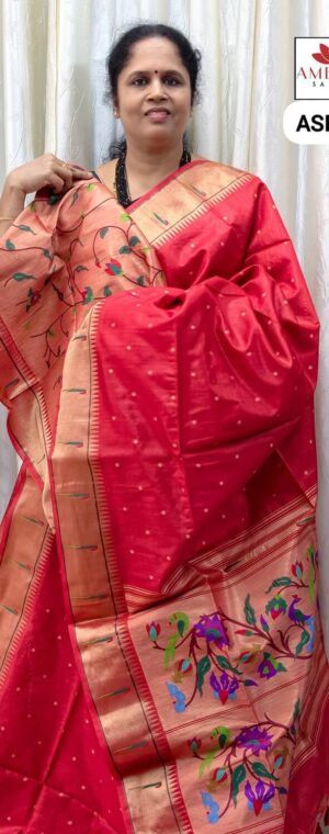 Red Color Semi Raw Silk Saree || ASE285