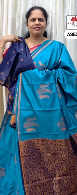 Blue Color Semi Silk Saree | ASE315
