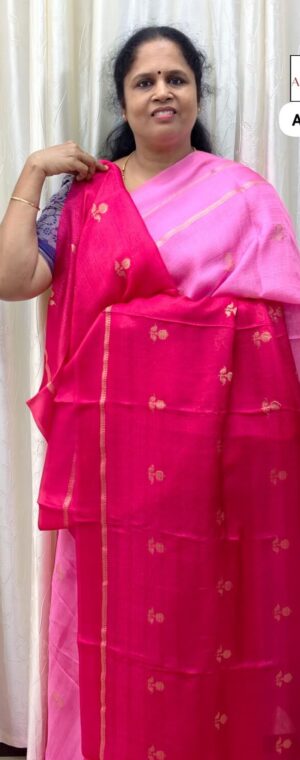 Light Pink With Dark Pink Khadi Silk | ASE459