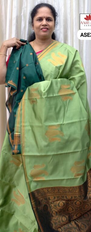 Light Green color Semi Silk saree | ASE312