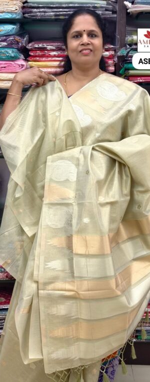 Pastel Green color Soft Tissue saree I ASE446