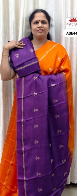 Orange With Purple Khadi Silk | ASE444