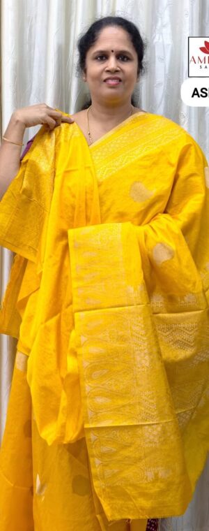 Yellow color Semi Raw silk | ASE427