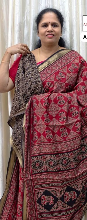 Dark Maroon With Black Viscose Cotton | ASE347