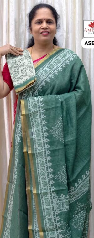 Light Green Color Semi Chanderi Cotton | ASE356