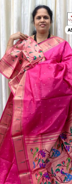 Pink Color Semi Raw Silk Saree || ASE288