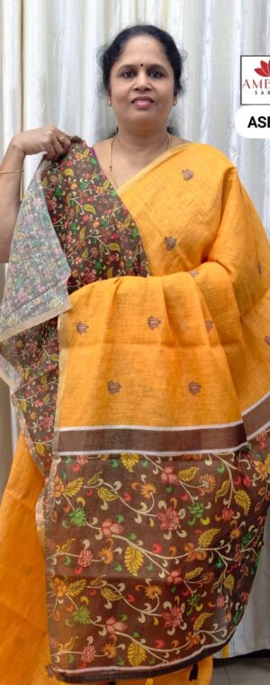 Yellow Color Soft Cotton Saree | ASE401