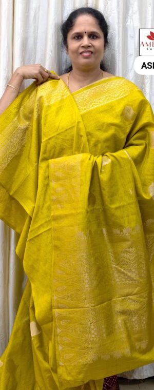 Light Olive Green Semi Raw Silk | ASE432