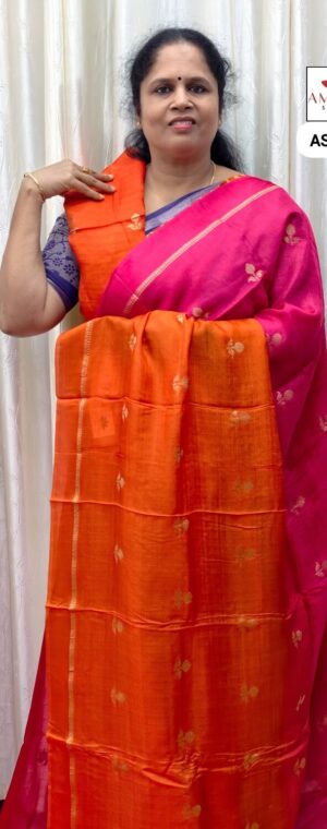 Pink With Orange Khadi Silk | ASE437