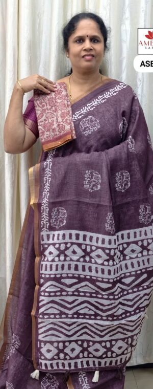 Pale Maroon Color Semi Chanderi Cotton | ASE410