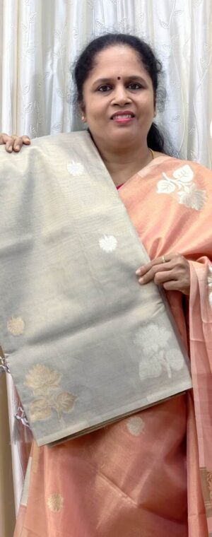 Pastel Grey Color Tissue Saree | ASE327