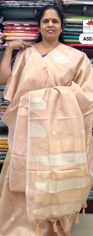Light Peach Color Tissue saree I ASE449