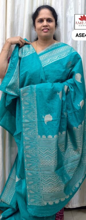 Skyblue color Semi Raw silk | ASE433