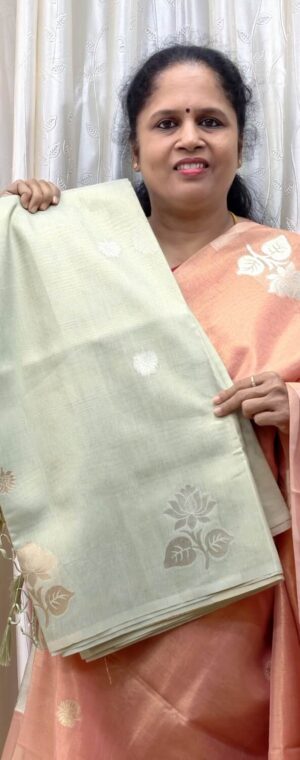 Pastel Green Color Tissue Saree | ASE326