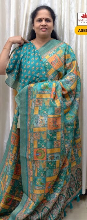 Sea Green Color Semi Tussar Saree | ASE557