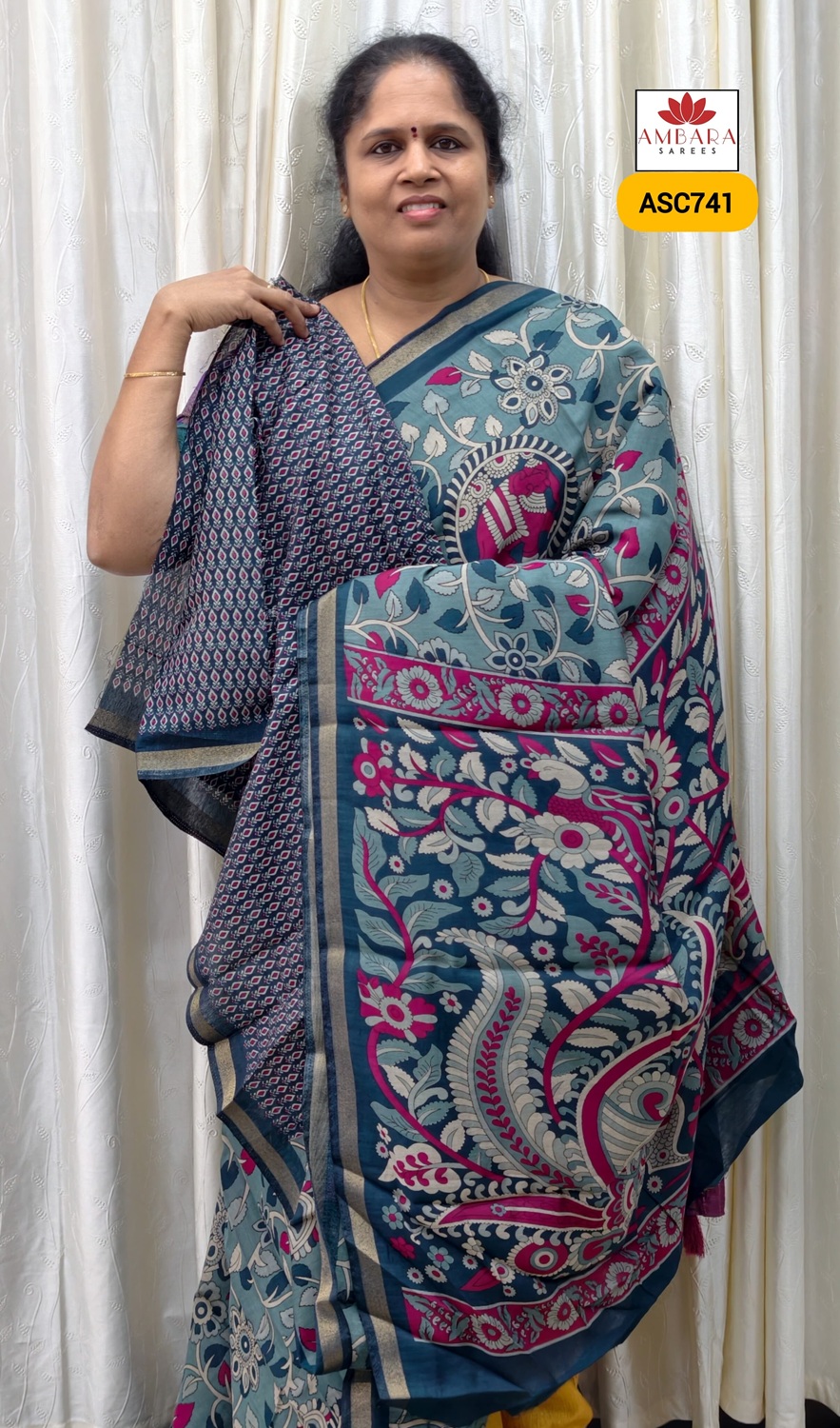 Light Blue Color Viscose Cotton Saree | ASC741