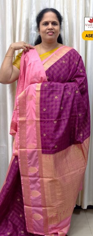 Magenta With Pink Border Soft Silk | ASE513